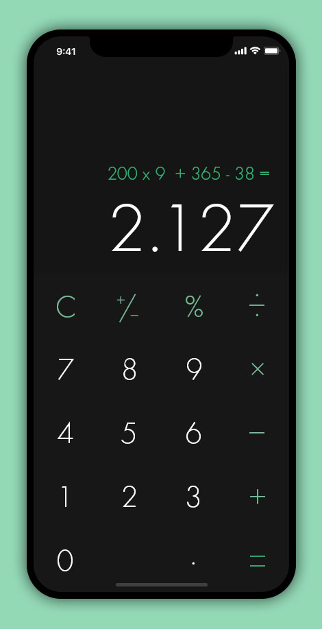 Minimal design calculator app